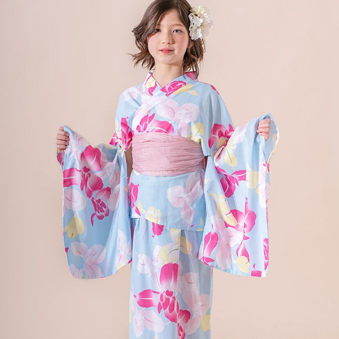 日本 Catherine Cottage - 夢幻2way純棉兵兒帶浴衣(可當洋裝)-鳶尾花-寶藍