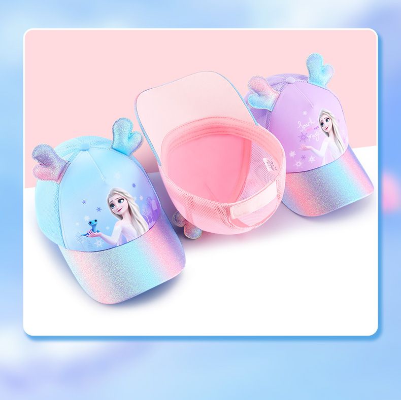 卡通公主兒童棒球帽-艾莎-鹿角款-粉色 (50-54cm)