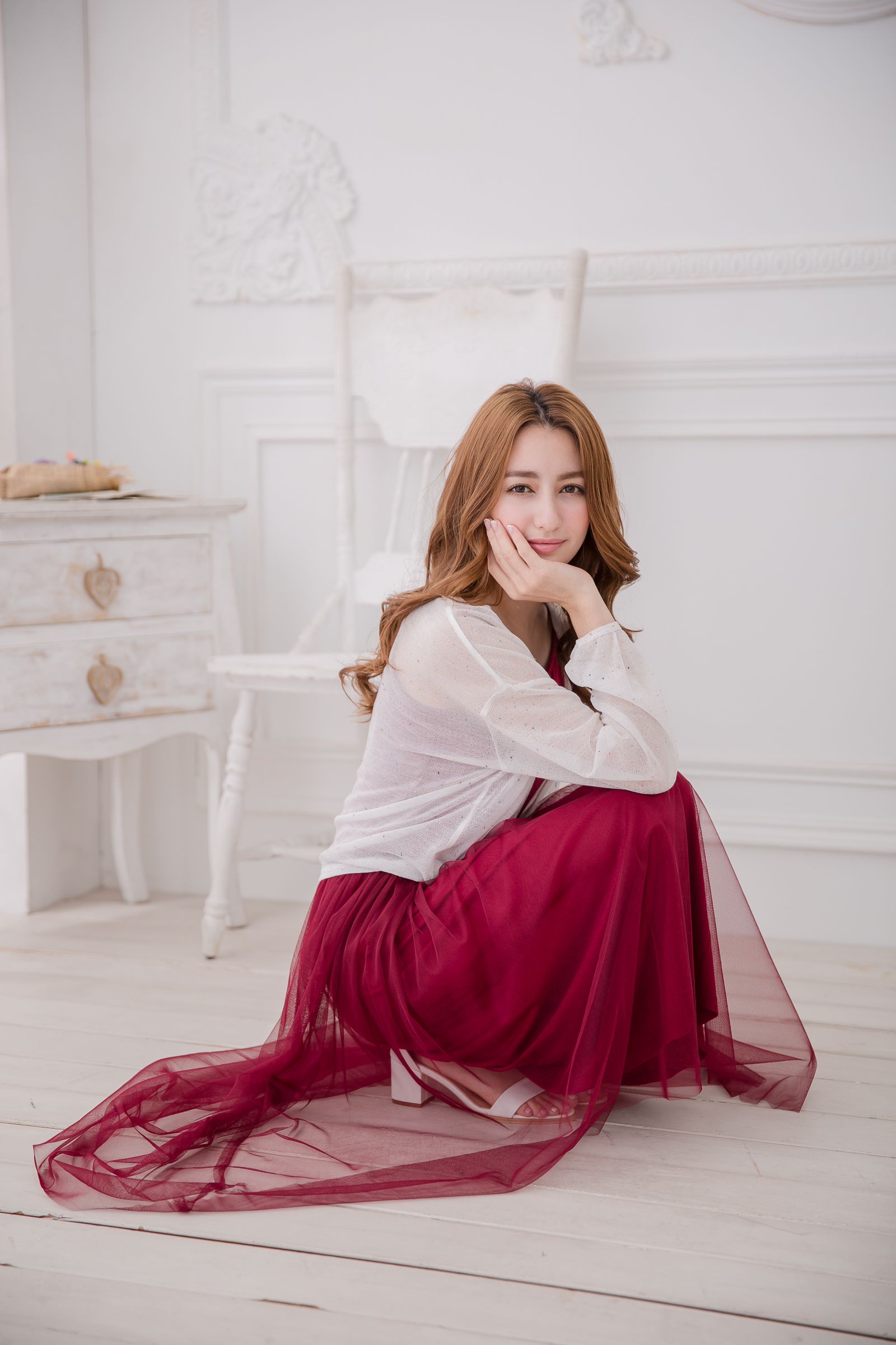 Peachy - 獨家訂製綿柔連身紗裙-細肩帶連身款-性感酒紅 (F)