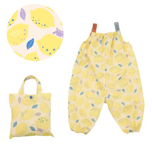 日本 kukka hippo - 兒童童遊戲服/玩沙衣(附收納袋)-檸檬糖霜 (90cm)