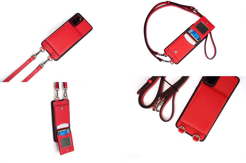 韓國 ARDERE - 卡夾式手工牛皮時尚手機殼(附背繩)-薰衣紫