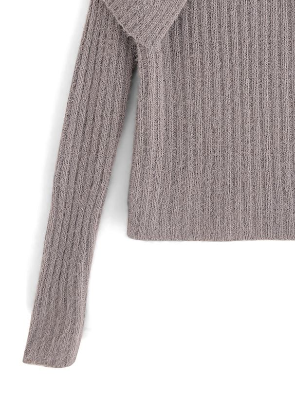 日本 GRL - 優雅甜美毛絨感大翻領針織上衣-黑