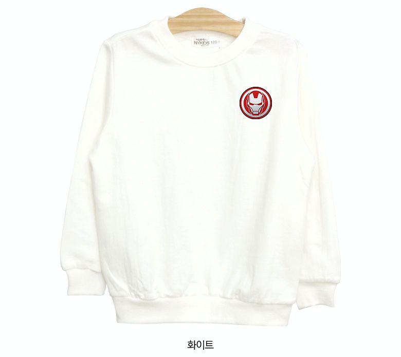 韓國 NYkids - 迪士尼純棉反光T-鋼鐵人徽章-白