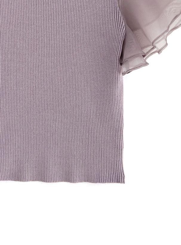 日本 GRL - 夢幻薄紗拼接圓領短袖上衣-天使白