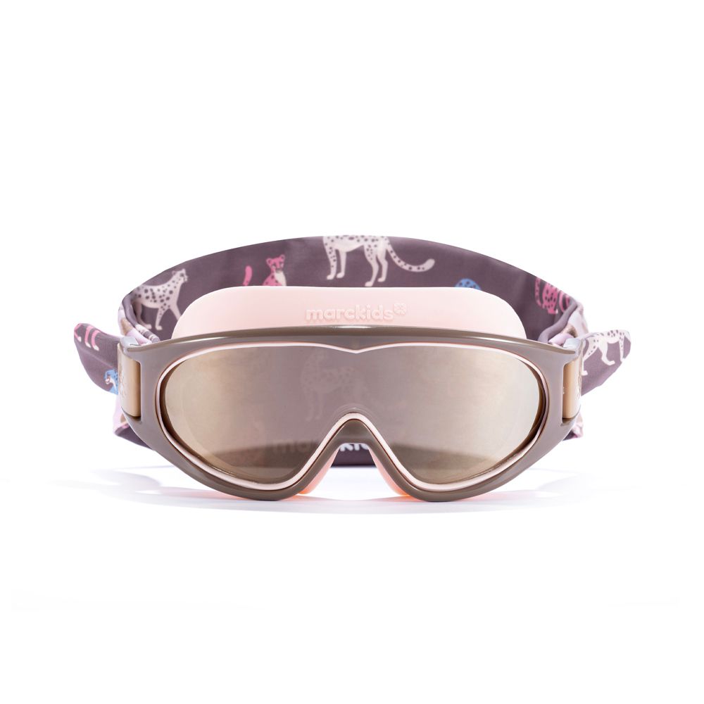 Marckids兒童頭帶式造型大框泳鏡-亮彩花豹