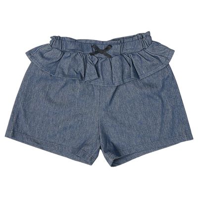 akachan honpo - 短褲-針織斜紋布 荷葉邊-深藍色