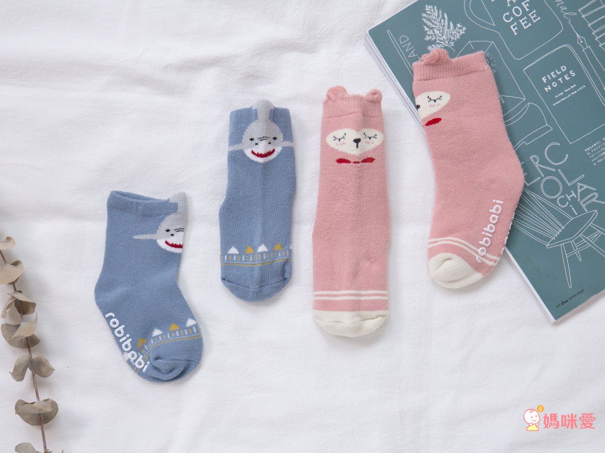JoyNa - 加厚毛圈寶寶中筒襪-2雙入-粉色小貓+隨機1雙