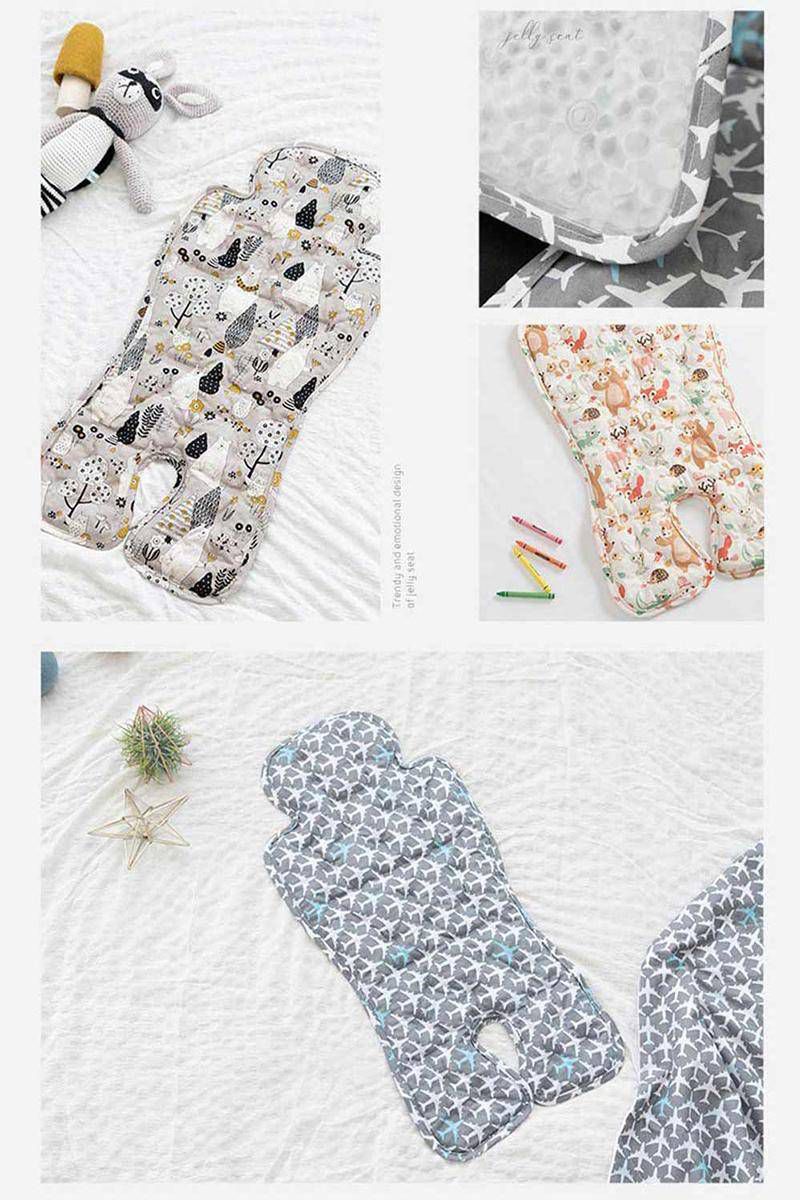 韓國 Jellypop - 獨家微顆粒果凍涼珠推車座墊-100%純棉酷涼墊-冰上雪樂園-淡藍 (69 X 33 X1.5(±2cm))