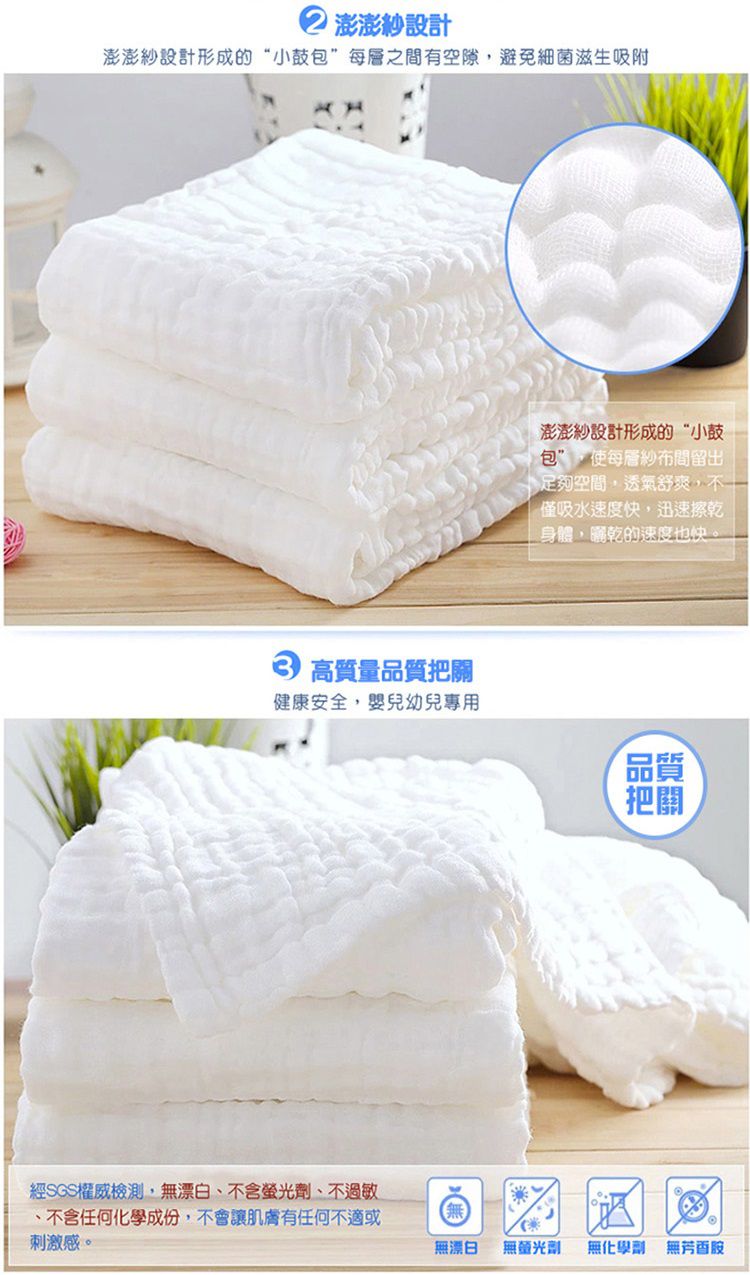 JustGreen - 六層澎澎紗純棉紗布浴巾-黃色 (95x95cm)