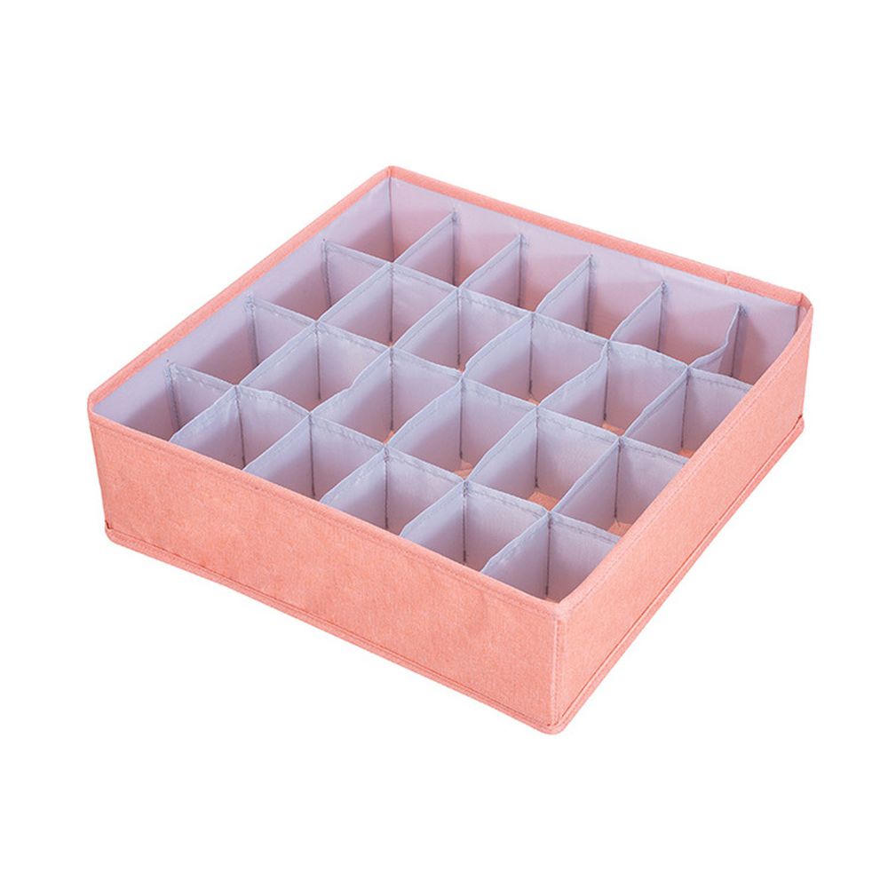 布藝衣服分隔收納盒-橘粉色 (24格)