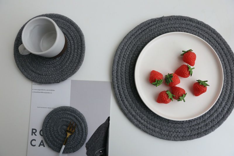 日系感編織隔熱墊-黃麻色