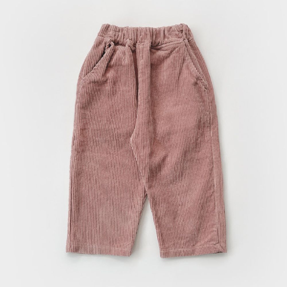 W.S.B. 鬆緊腰燈芯絨直筒長褲-乾燥玫瑰粉