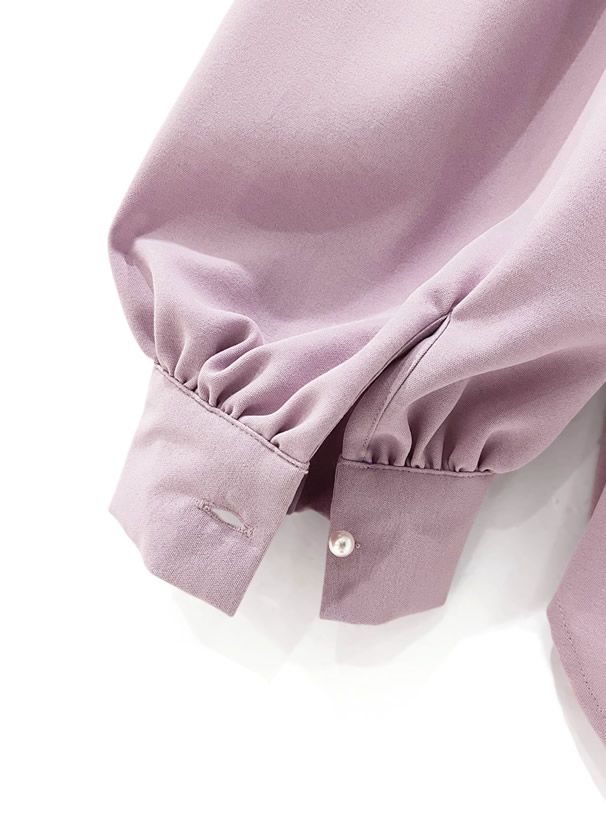 日本 GRL - 優雅扭結雪紡長袖上衣-簡約黑