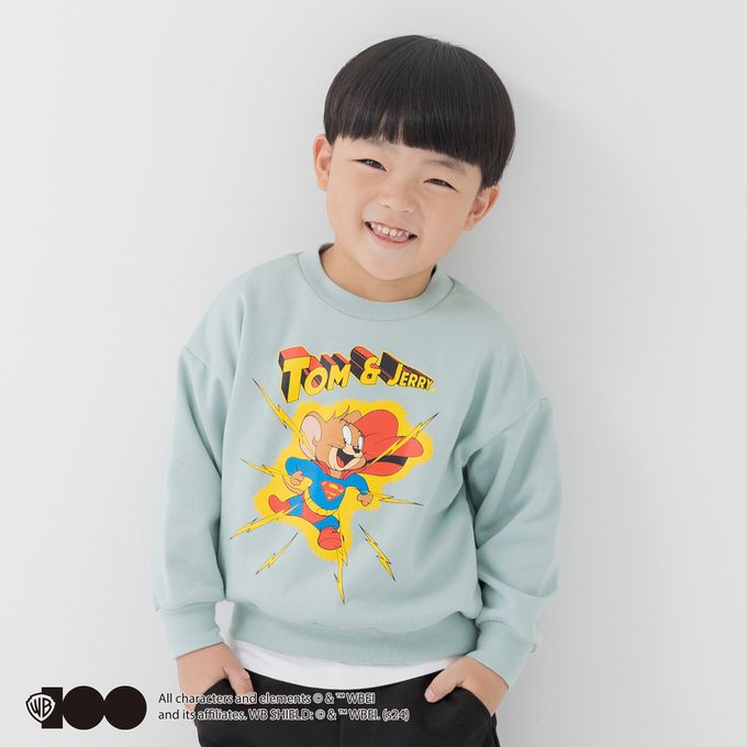 日本 Chil2 - 湯姆貓與傑利鼠 裏毛長袖上衣-傑利躲貓貓-奶油黃