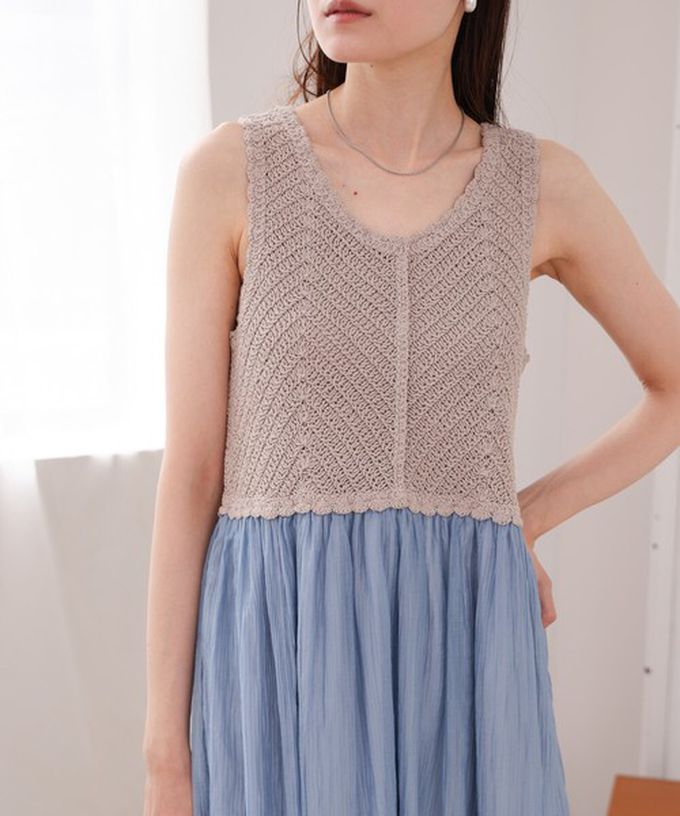 日本 Bab - 夏日氛圍鉤針縐紗背心裙-黃