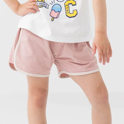 日本 Chil2 - 純棉運動風俏皮滾邊短褲-粉紅