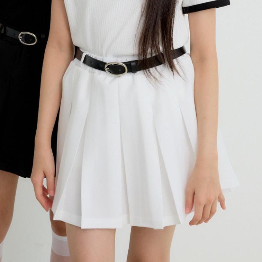 韓國 sm2 - 鬆緊腰帶極簡百褶褲裙-白
