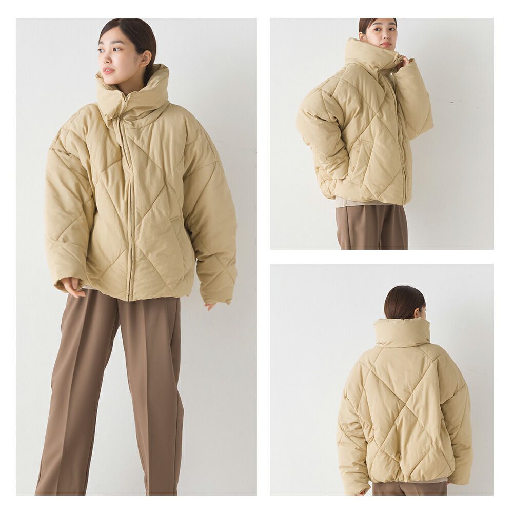 日本 OMNES - 超大翻領俐落溫暖羽絨外套-黑