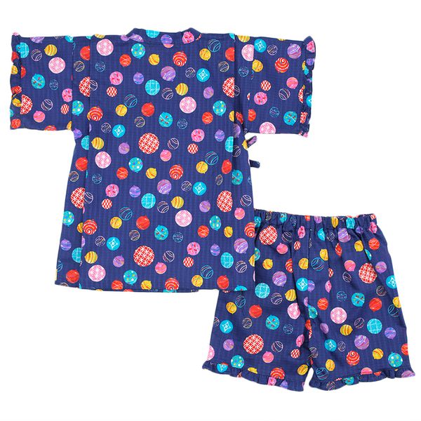 akachan honpo - 短袖兩件式甚平-水球-深藍色