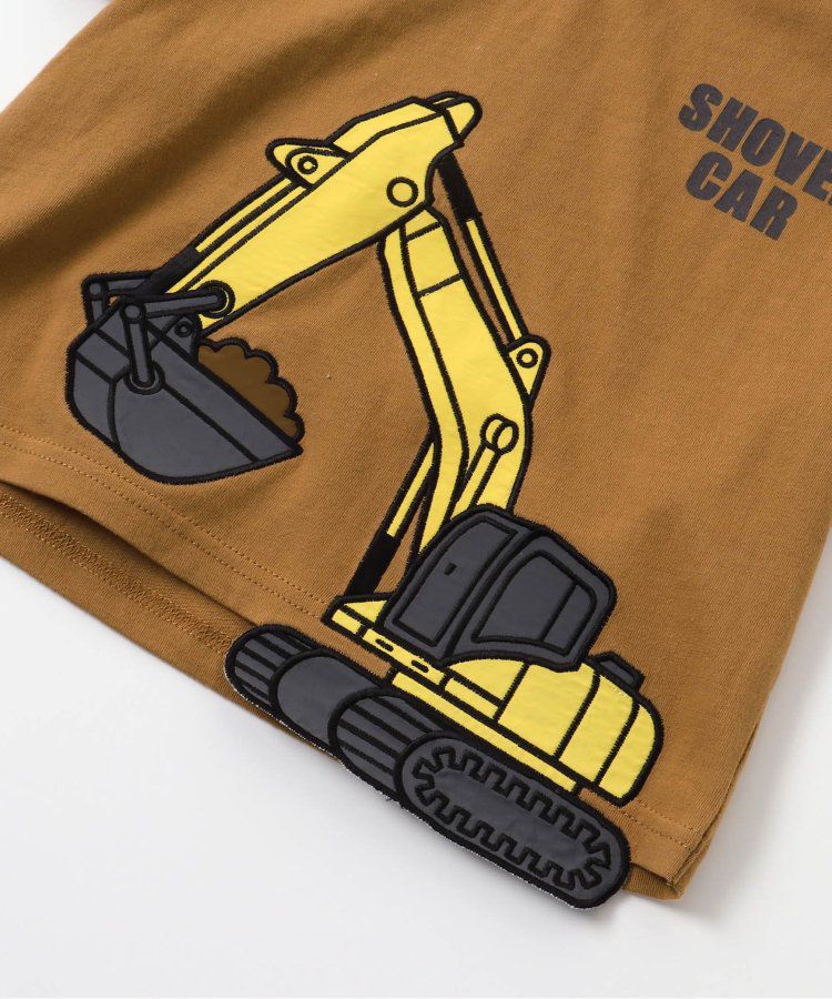 日本 apres les cours - 搶眼造型印花短袖上衣-挖土機-摩卡