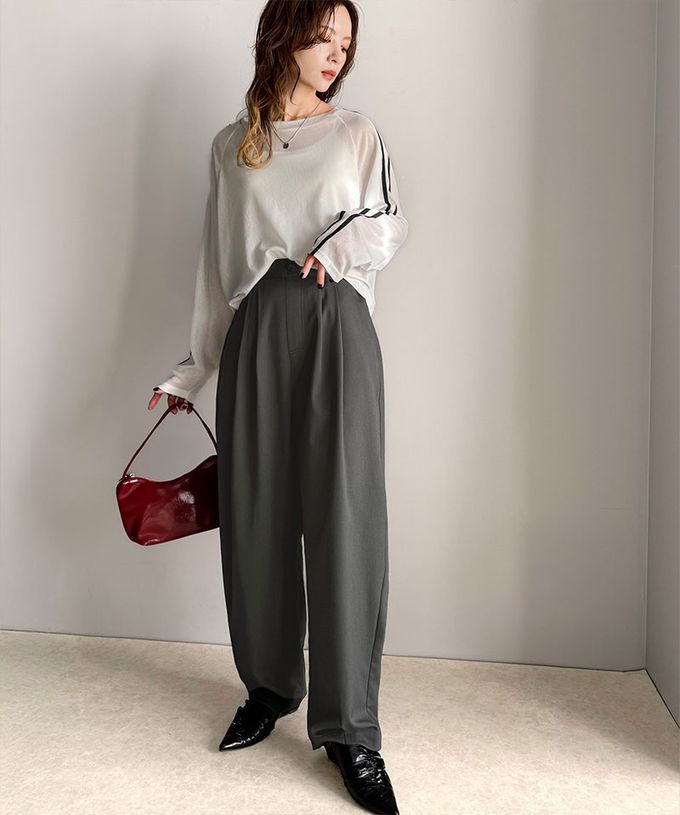 日本 Classical Elf - 時尚摺線俐落感錐形長褲-黑