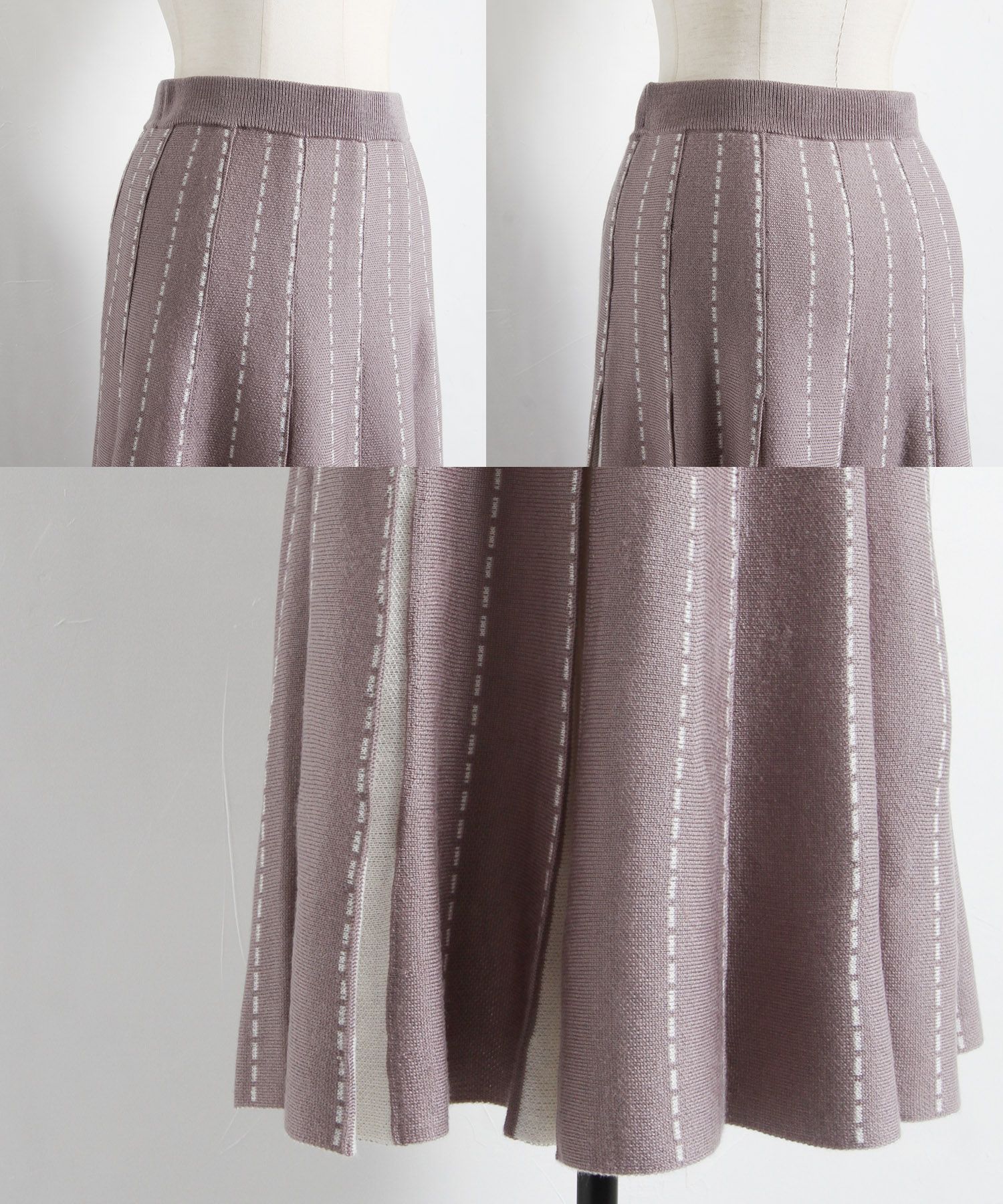 日本 tocco-closet - 低調撞色針織百褶長裙-時尚黑