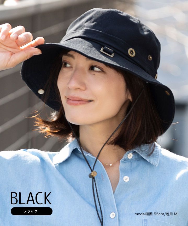 日本 irodori - 抗UV棉純厚磅漁夫帽/遮陽帽(附防風帽帶)-卡其