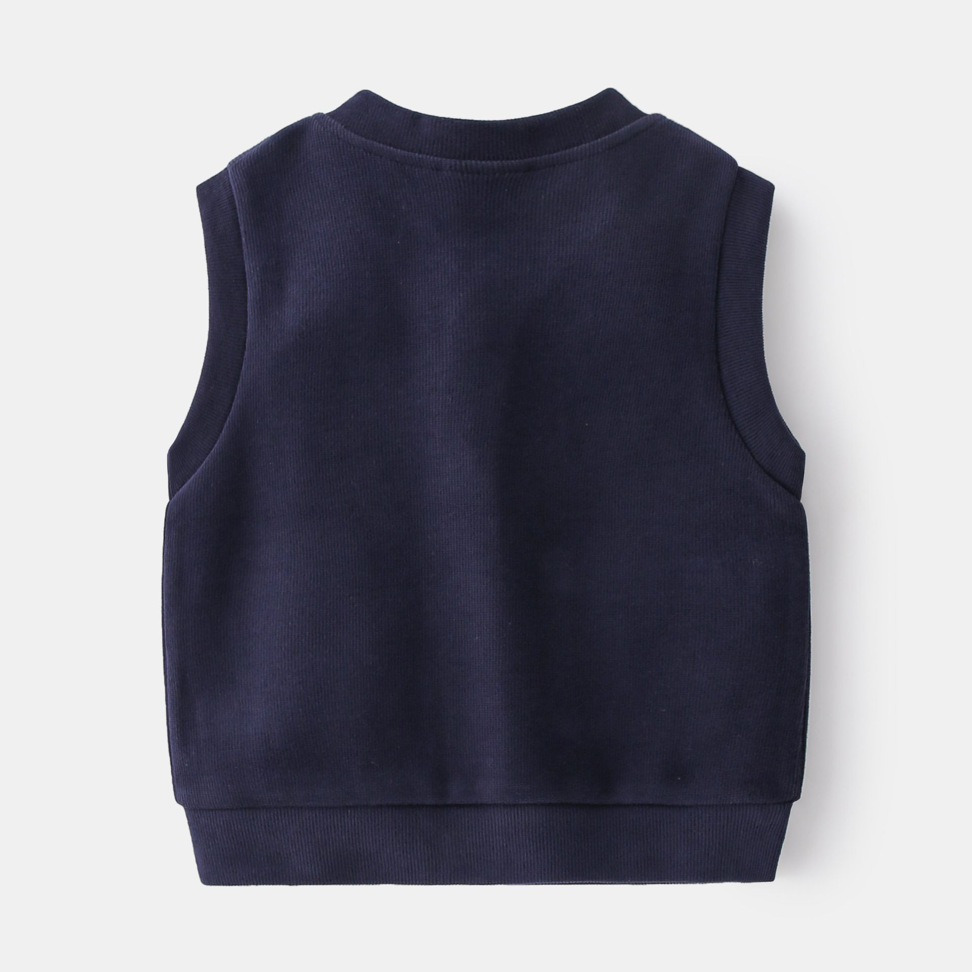 WELLKIDS - 棉質休閒V領開衫背心-深藍色