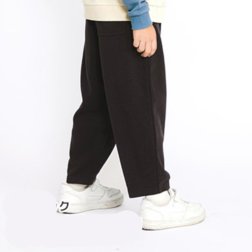 百搭舒適彈力長褲-寬版廓型-黑