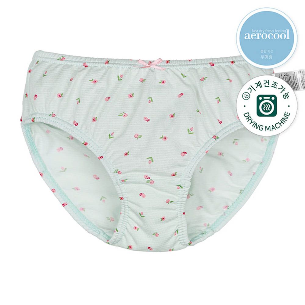 aerocool 涼感快乾三角褲(女寶)-小粉紅花-薄荷綠
