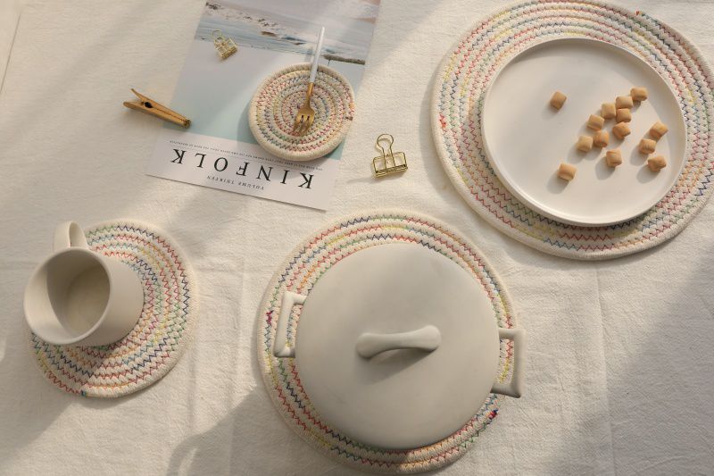 日系感編織隔熱墊-黃麻色