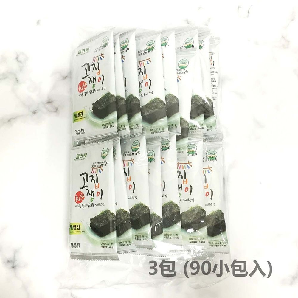 韓國 DELICOOK - 韓國片狀海苔-3包入(90小包)