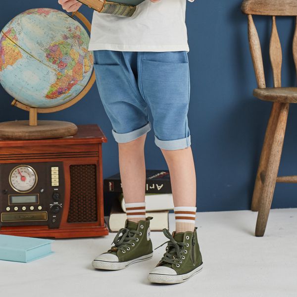 麗嬰房 Little moni - 水洗哈倫褲-深天藍