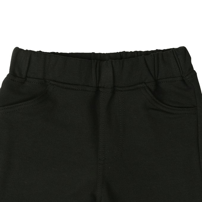 akachan honpo - 10分長經典褲 裏起毛-一般合身款-黑色