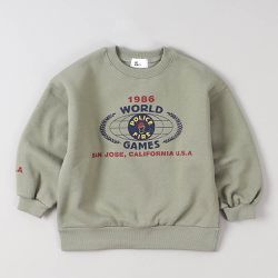 韓國 HIKIKI - (內磨毛)1986長袖大學T-淺軍綠