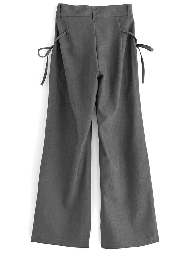 日本 GRL - 側蝴蝶結綁帶西裝褲-黑