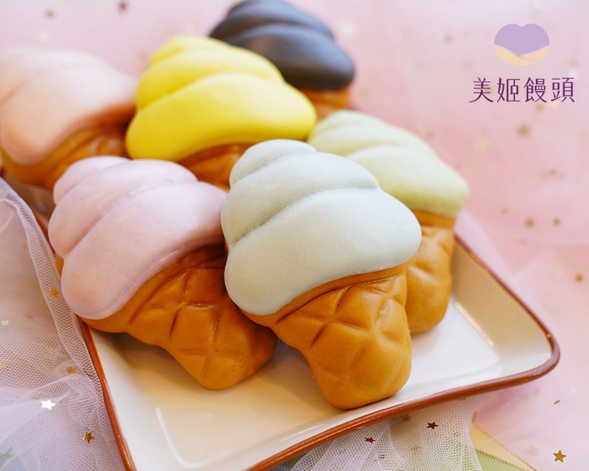 美姬饅頭 - 彩虹冰淇淋鮮乳造型饅頭 (一盒六入)-34g