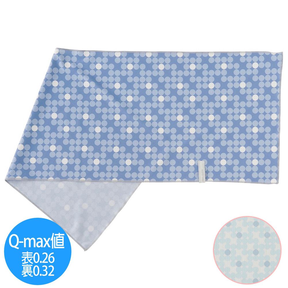 日本小泉 - UV cut 90% 接觸冷感 水涼感巾(附收納袋)-漸層波點-淺藍白 (30x90cm)