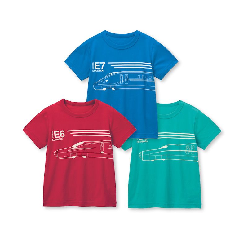 日本千趣會 - (JR新幹線) 純棉印花短T超值三件組-紅藍綠