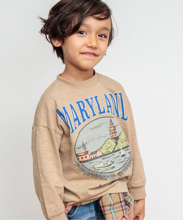 日本 BREEZE - 美式復古風長袖大學T-粉紅