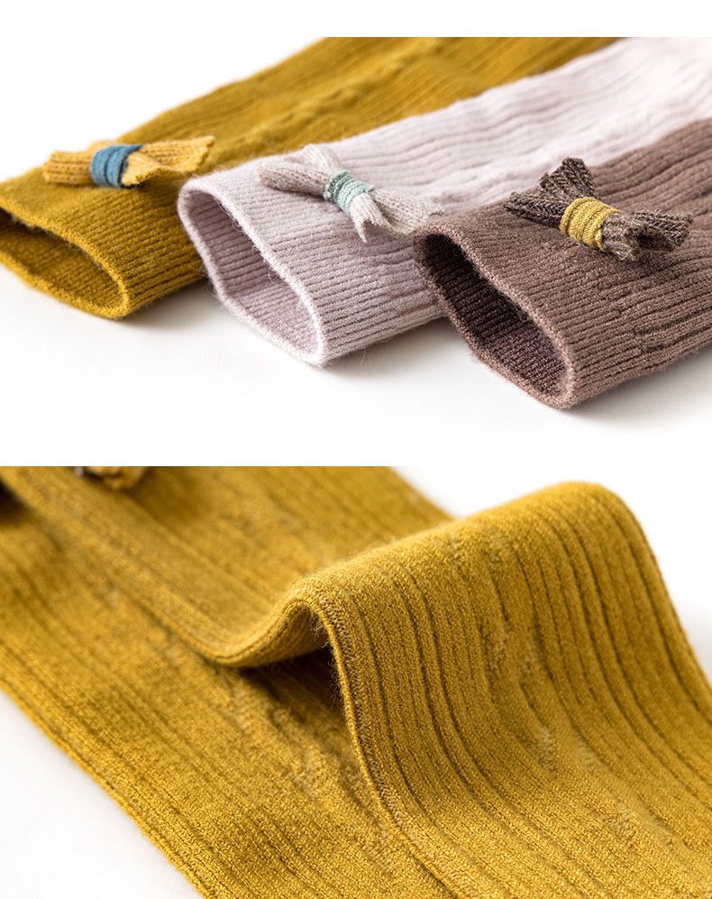 兒童麻花蝴蝶結中筒襪-灰色 (ONE SIZE (建議腳長16-21cm))