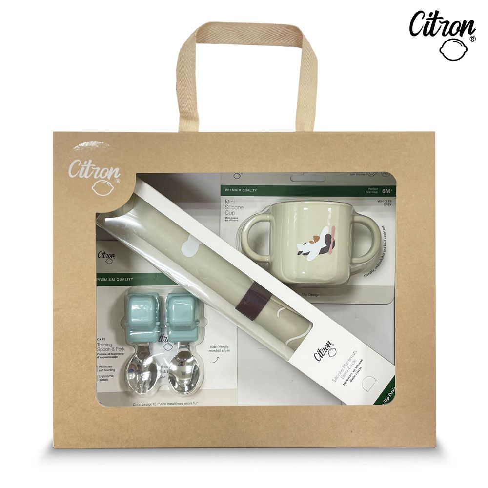 幼兒餐具禮盒 (迷你矽膠杯+矽膠餐墊+幼兒餐具兩件組)-多款可選