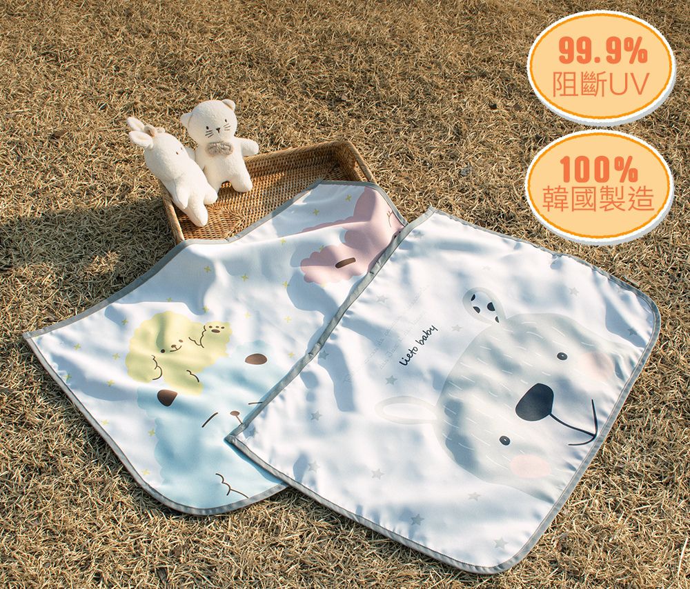 韓國 Lieto baby - 磁鐵式三層抗UV遮陽窗簾-動物過馬路 (67x48cm)