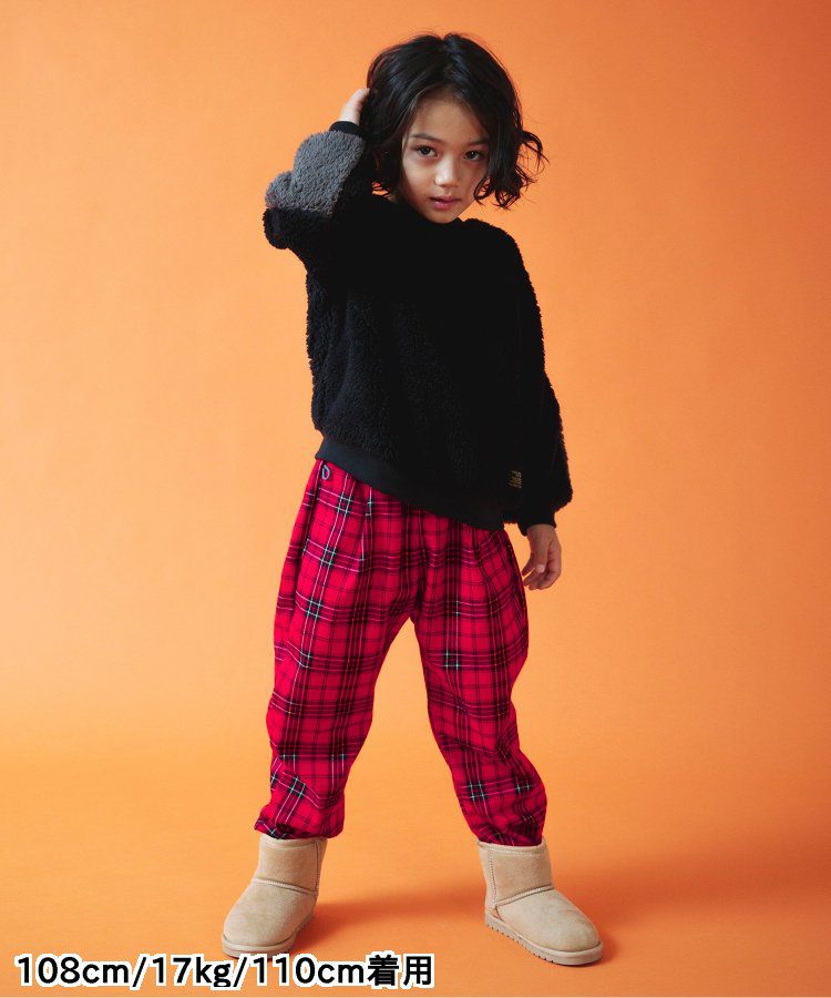 日本 BREEZE - 斜紋布保暖廚師褲-棋盤格-黑米