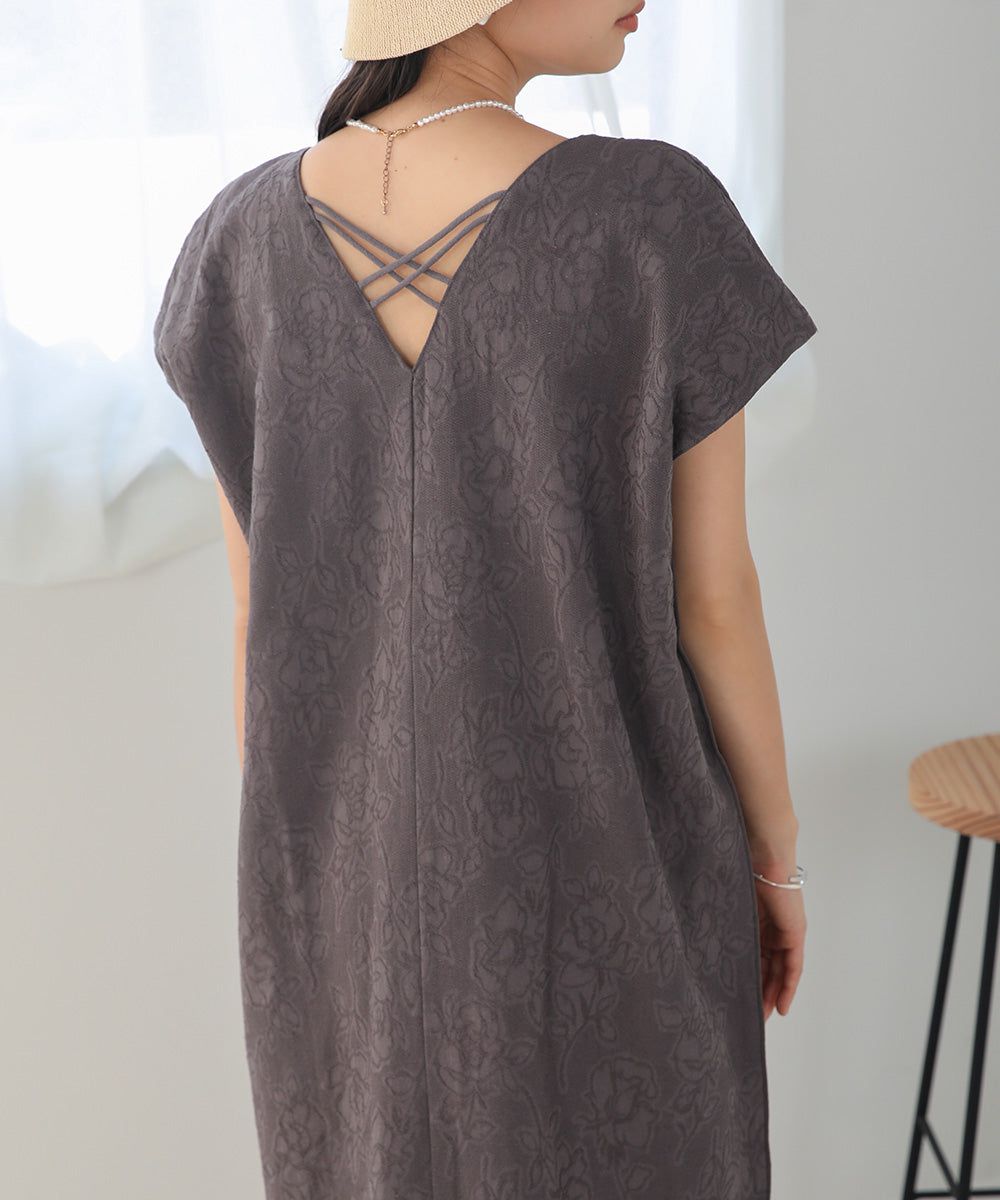 日本 Bab - 2WAY質感棉麻法式袖洋裝-米杏