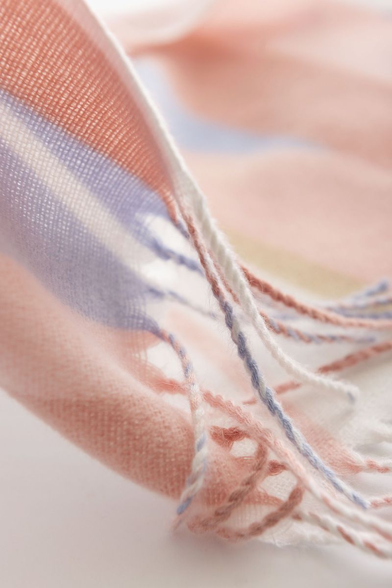 甜美風仿羊絨保暖圍巾-粉+藍 (180x50cm)