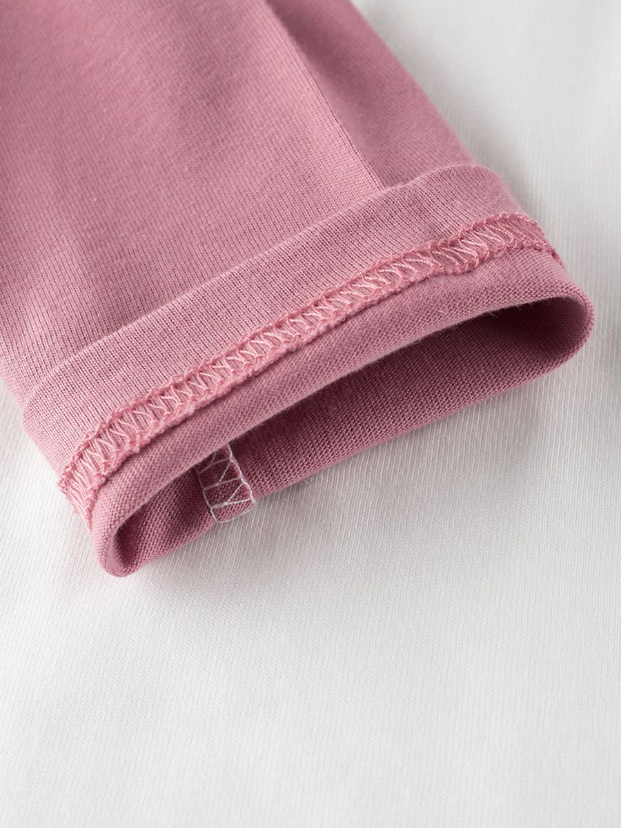 純棉圓領薄長袖上衣-彩繪狗狗-米白+粉