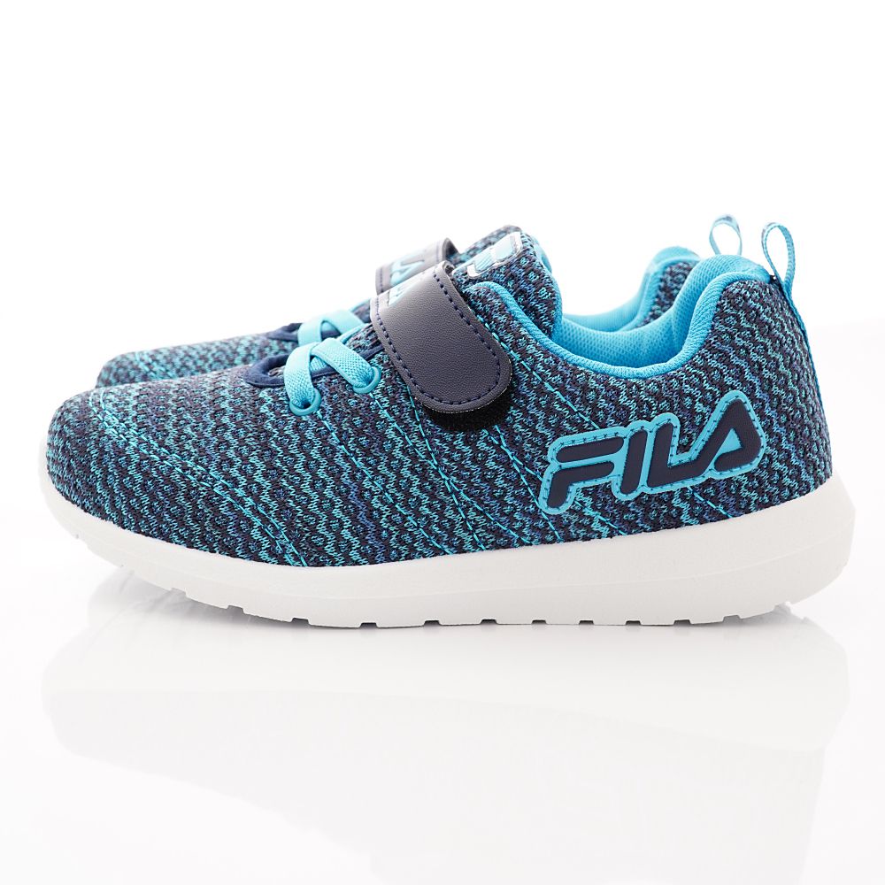 FILA - 運動童鞋-針織簡約慢跑鞋款(中大童段)-藍