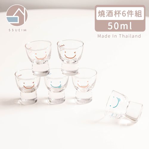韓國 SSUEIM - 微笑款玻璃燒酒杯6件組50ml