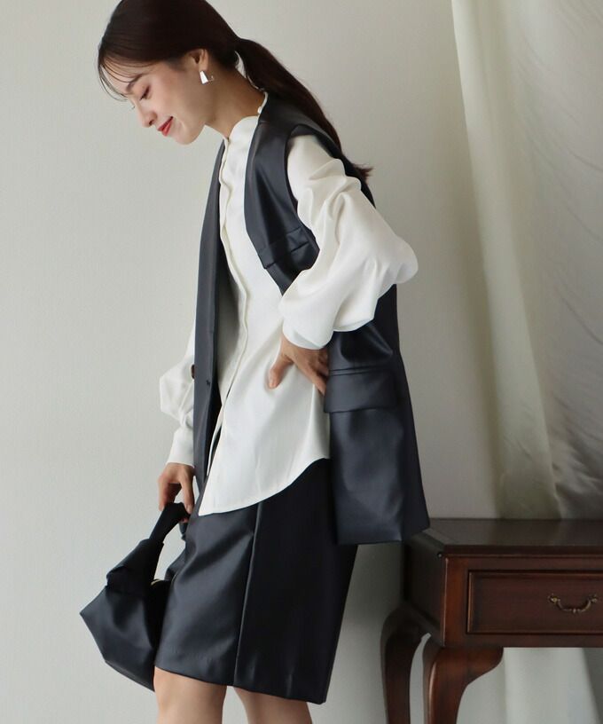 日本 BLUE EAST - 定番時尚簡約皮褲-可可棕